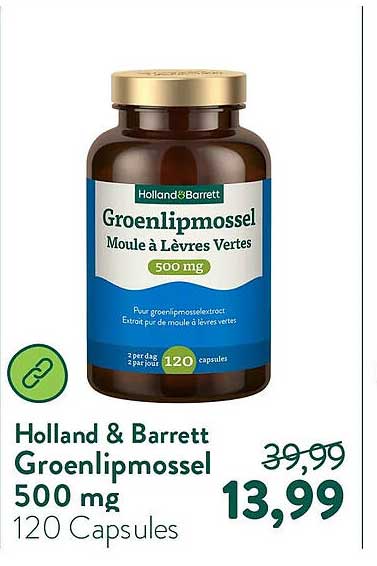 Holland & Barrett Groenlipmossel 500 mg 120 Capsules