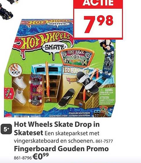 Hot Wheels Skate Drop in Skateset Fingerboard Gouden Promo