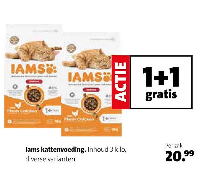 Iams kattenvoeding 1+1 gratis