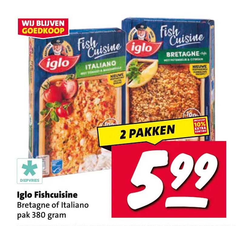 Iglo Fishcuisine Bretagne of Italiano pak 380 gram 2 pakken