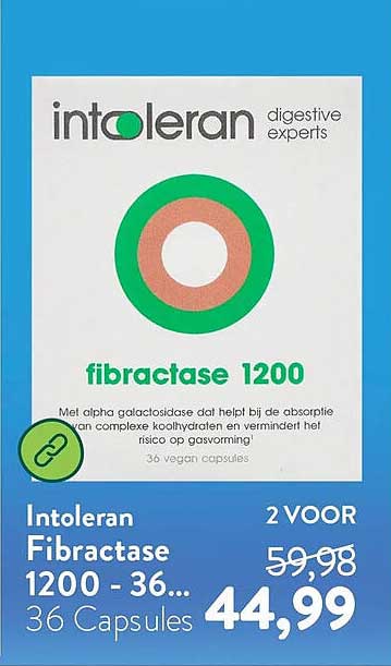 Intoleran Fibractase 1200 - 36... 36 Capsules 2 VOOR