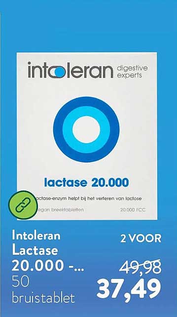 Intoleran Lactase 20.000 -... 50 bruistablet 2 VOOR