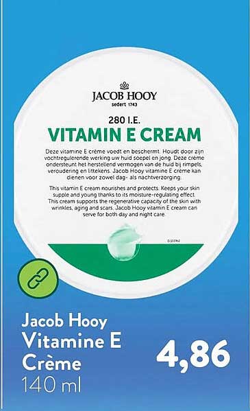 Jacob Hooy Vitamine E Crème 140 ml