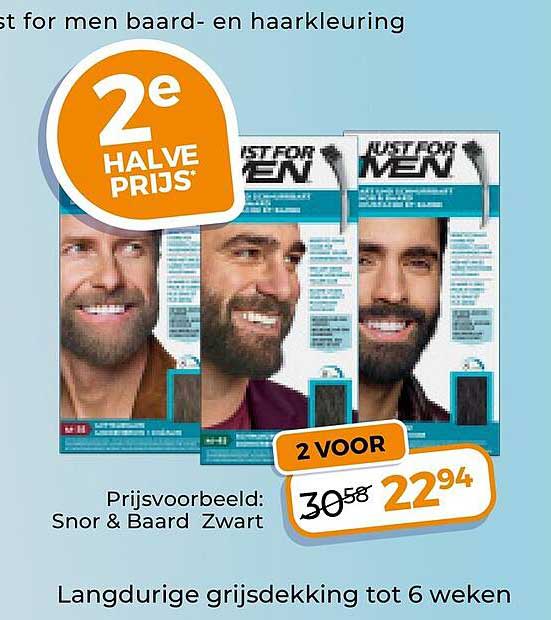 Just For Men baard- en haarkleuring 2e halve prijs