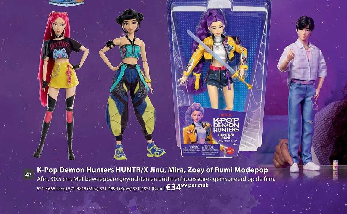 K-Pop Demon Hunters HUNTR/X Jinu, Mira, Zoey of Rumi Modepop