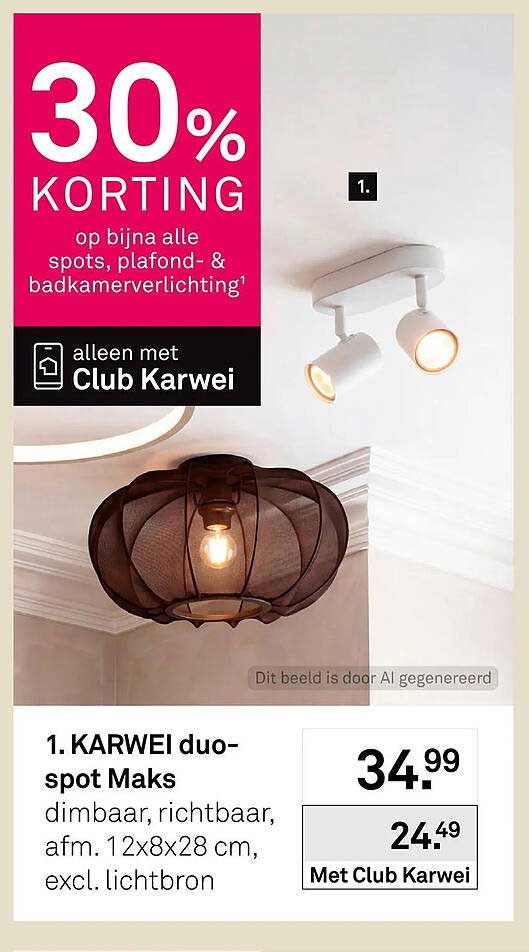 KARWEI duo-spot Maks dimbaar, richtbaar, afm. 12x8x28 cm, excl. lichtbron