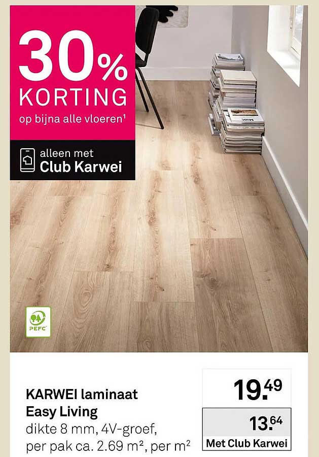 KARWEI laminaat Easy Living 30% KORTING op bijna alle vloeren alleen met Club Karwei