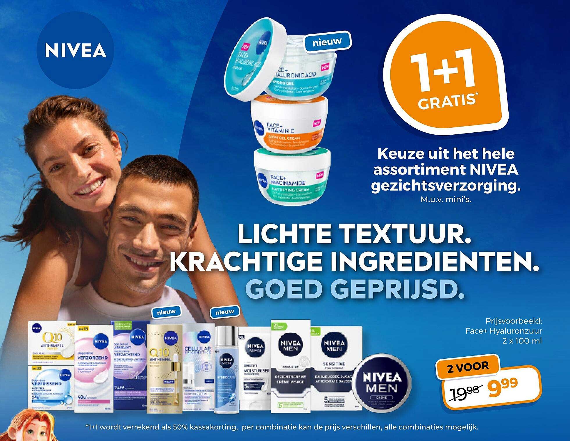 Keuze uit het hele assortiment NIVEA gezichtsverzorging 1+1 GRATIS