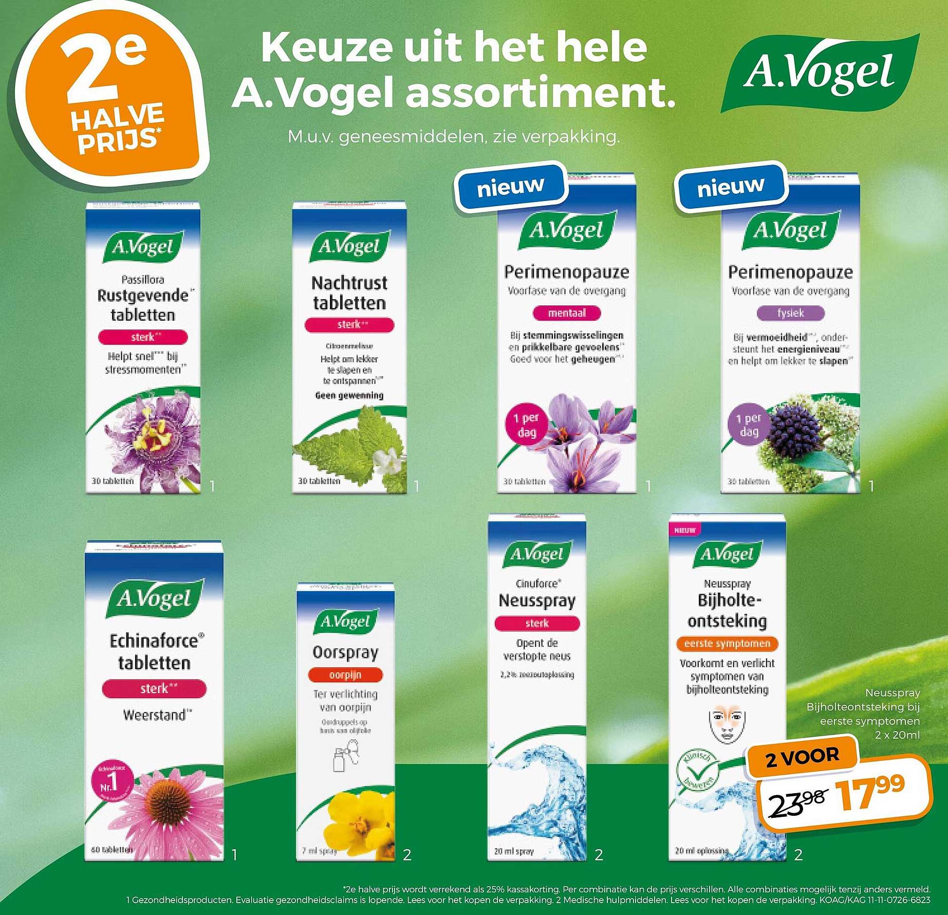 Keuze uit het hele A.Vogel assortiment. 2e HALVE PRIJS*