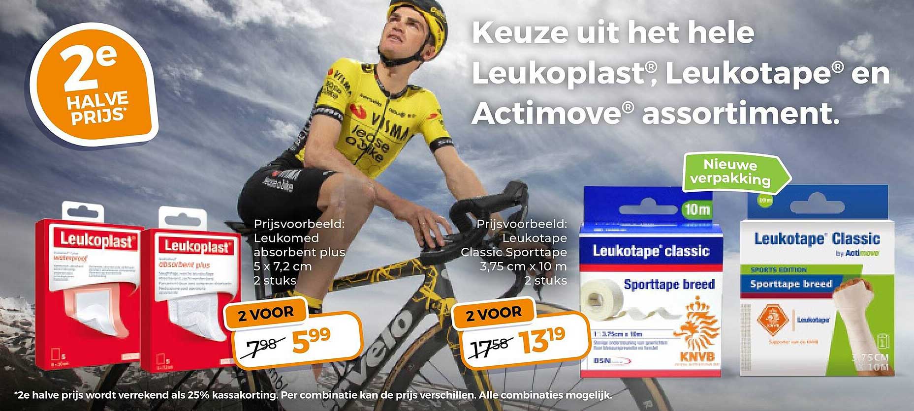 Keuze uit het hele Leukoplast®, Leukotape® en Actimove® assortiment. 2e halve prijs