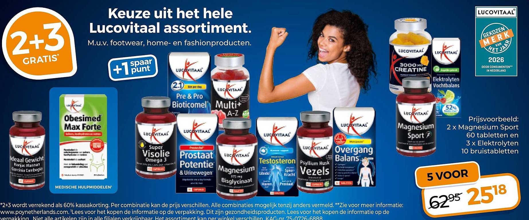 Keuze uit het hele Lucovitaal assortiment. M.u.v. footwear, home- en fashionproducten. 2+3 gratis*
