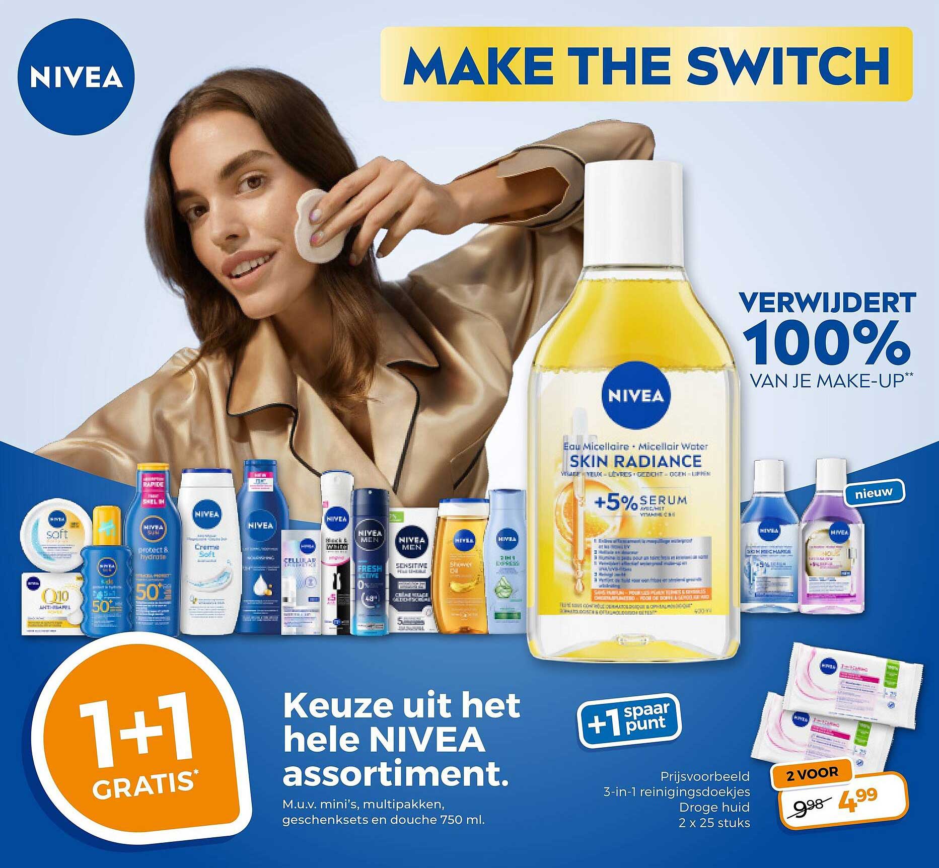 Keuze uit het hele NIVEA assortiment. 1+1 GRATIS*