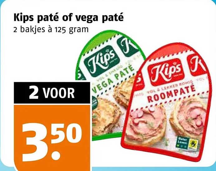 Kips paté of vega paté 2 bakjes à 125 gram 2 voor