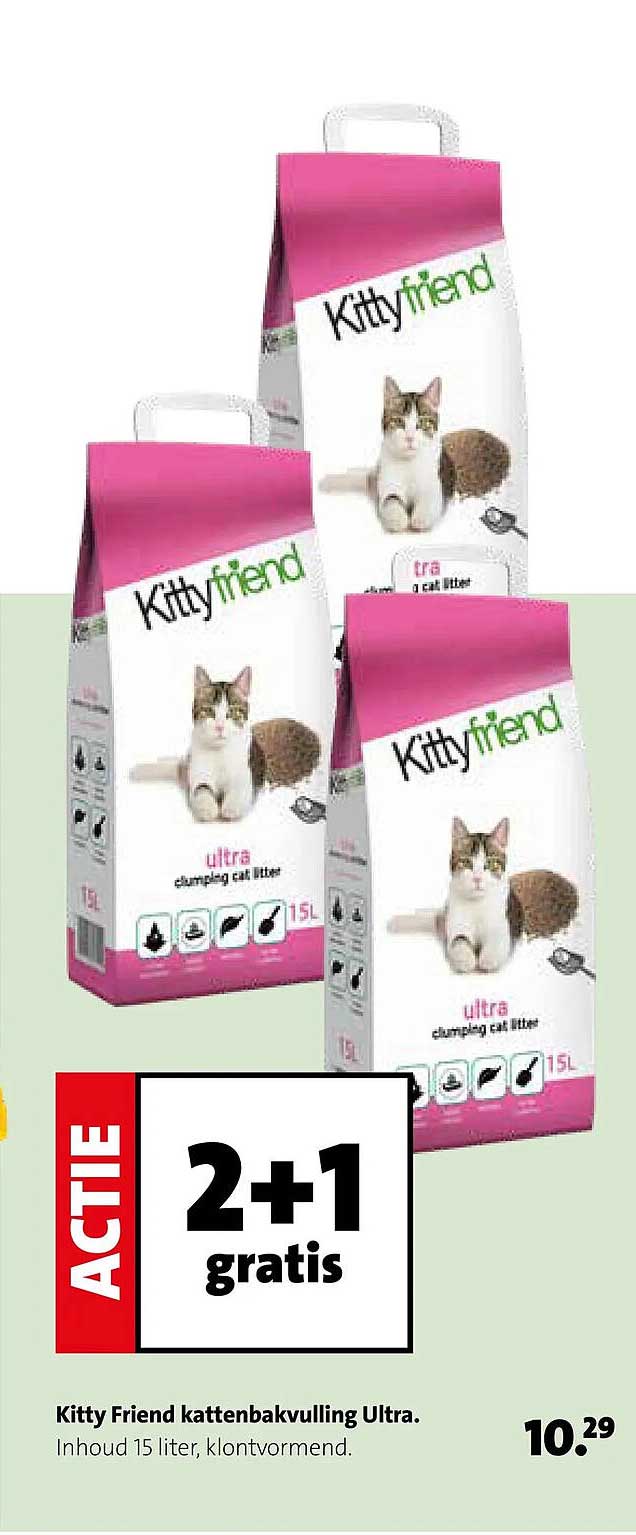 Kitty Friend kattenbakvulling Ultra. 2+1 gratis