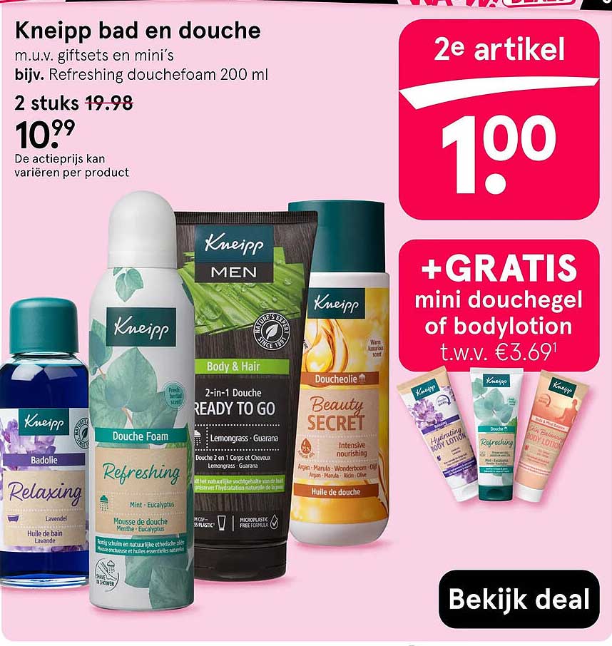 Kneipp bad en douche 2e artikel 1.00 +GRATIS mini douchegel of bodylotion