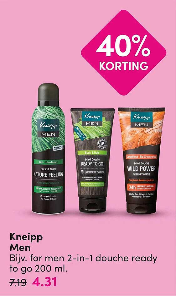 Kneipp Men Bijv. for men 2-in-1 douche ready to go 200 ml.