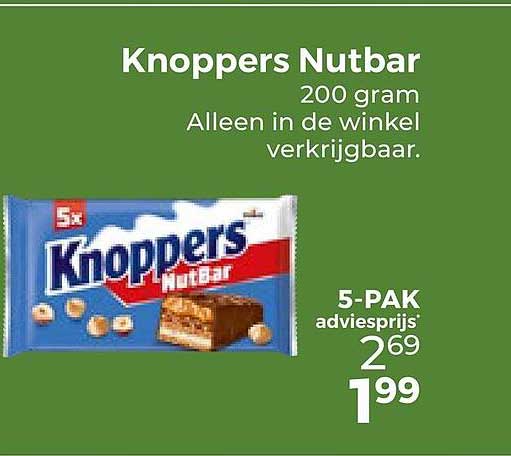 Knoppers Nutbar 200 gram Alleen in de winkel verkrijgbaar.