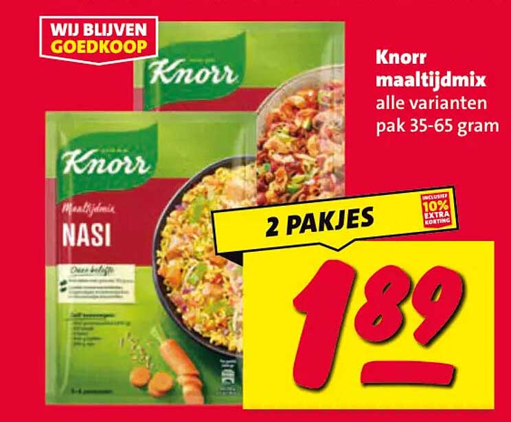 Knorr maaltijdmix alle varianten pak 35-65 gram 2 pakjes