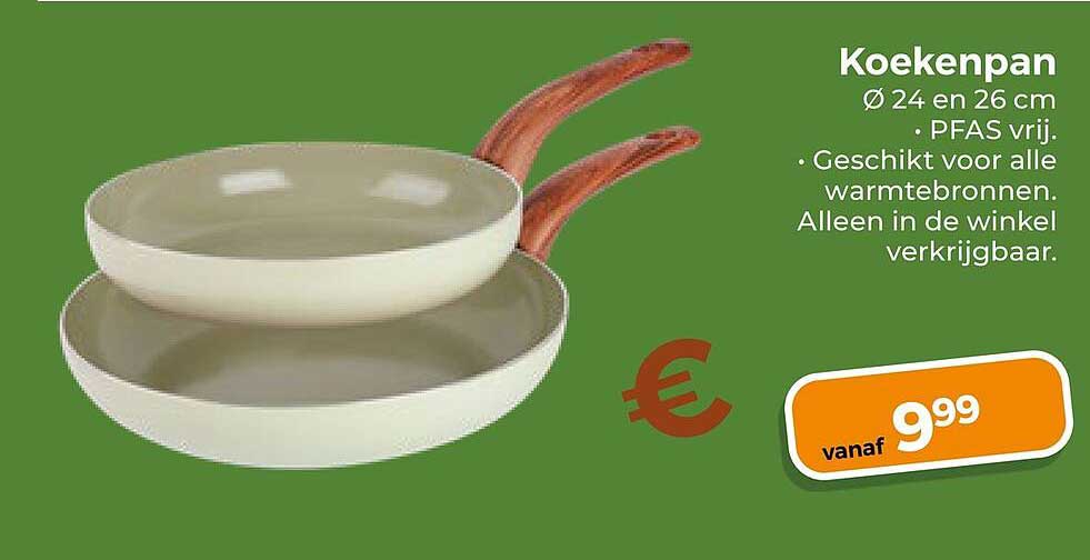 Koekenpan Ø 24 en 26 cm PFAS vrij.