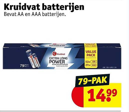 Kruidvat batterijen Bevat AA en AAA batterijen.