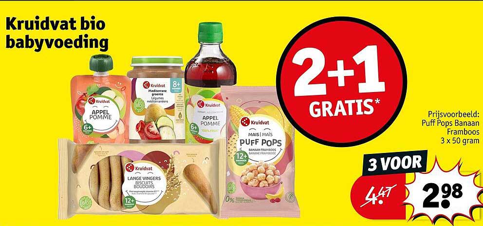 Kruidvat bio babyvoeding 2+1 gratis*