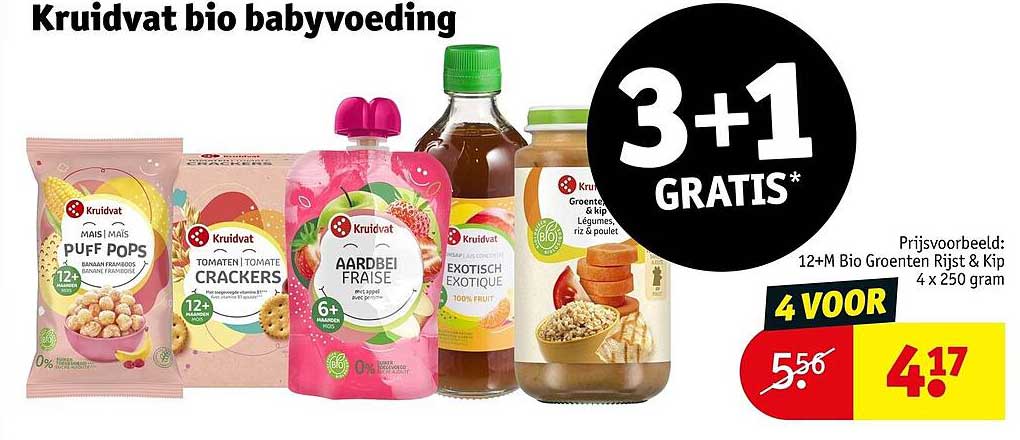 Kruidvat bio babyvoeding 3+1 gratis*