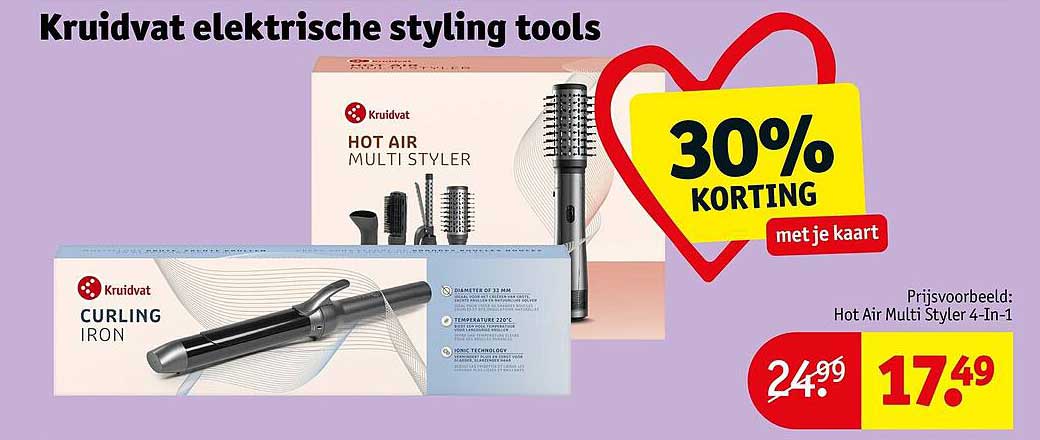 Kruidvat elektrische styling tools 30% korting met je kaart