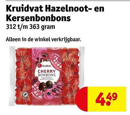 Kruidvat Hazelnoot- en Kersenbonbons 312 t/m 363 gram