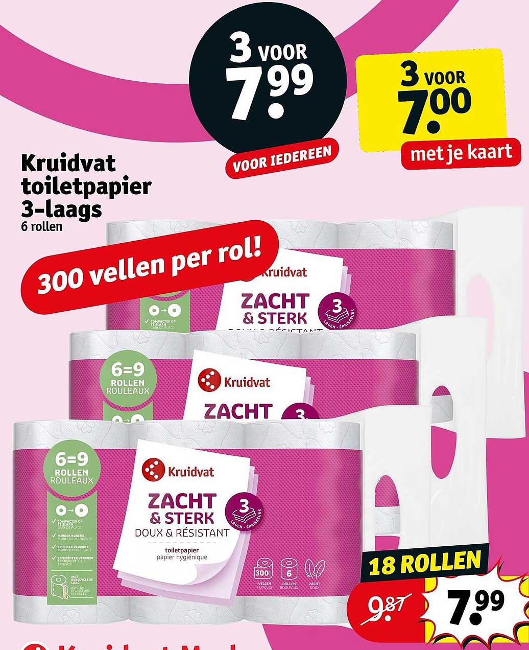 Kruidvat toiletpapier 3-laags 6 rollen