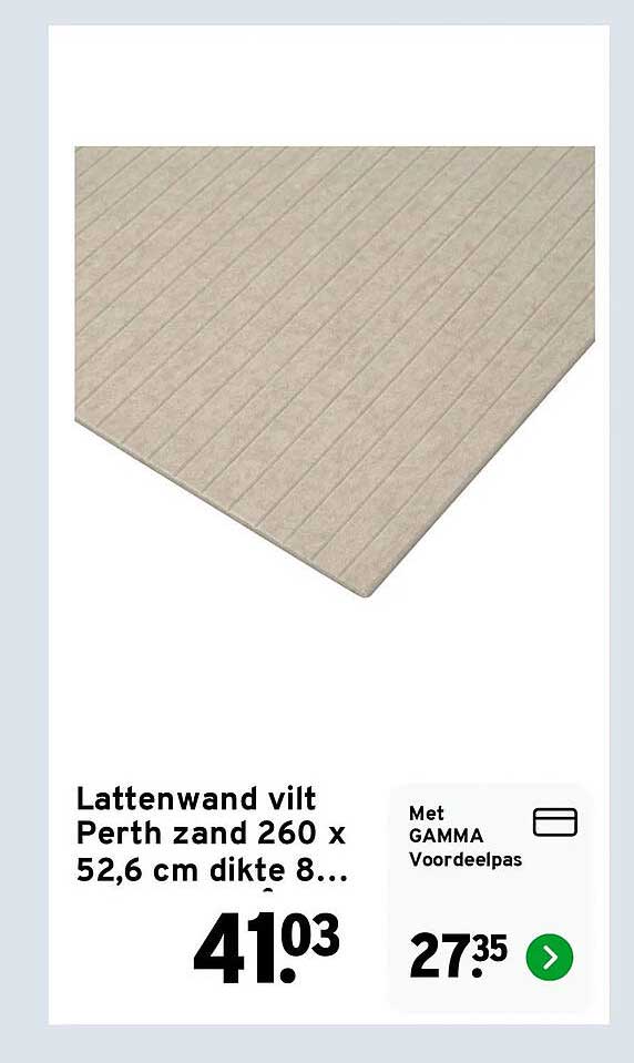 Lattenwand vilt Perth zand 260 x 52,6 cm dikte 8...