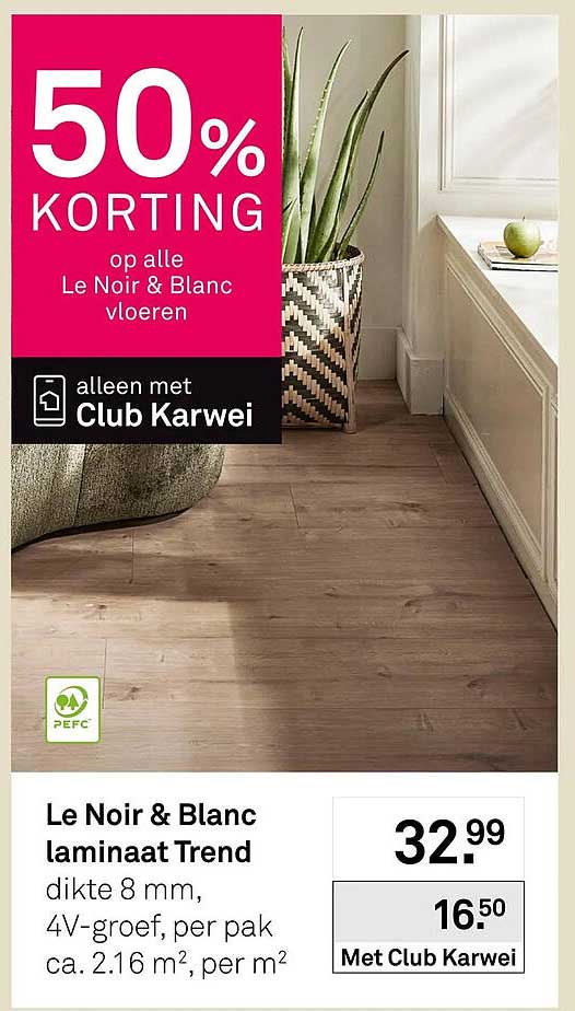 Le Noir & Blanc laminaat Trend 50% korting op alle Le Noir & Blanc vloeren alleen met Club Karwei