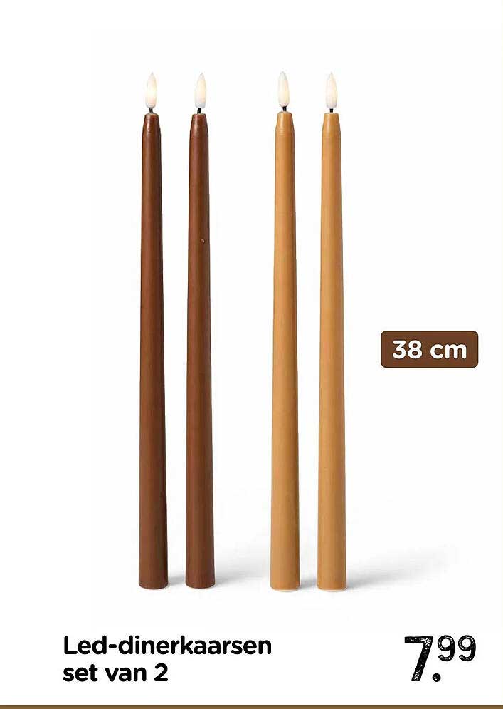 Led-dinerkaarsen set van 2
