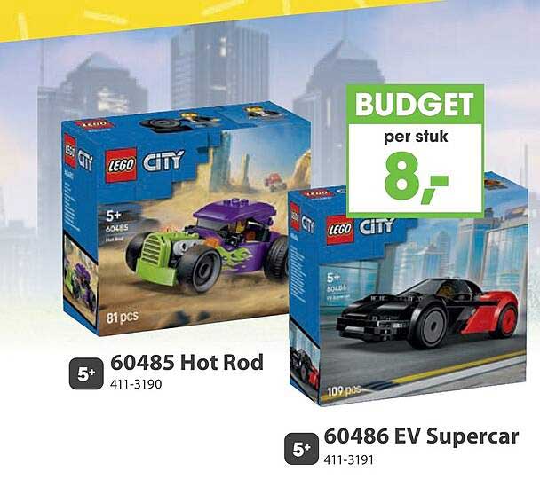 LEGO City 60485 Hot Rod / 60486 EV Supercar BUDGET per stuk