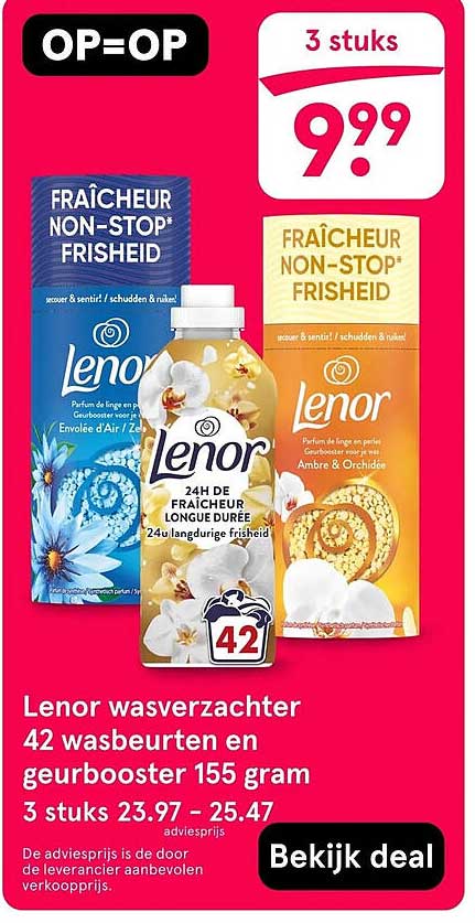 Lenor wasverzachter 42 wasbeurten en geurbooster 155 gram 3 stuks