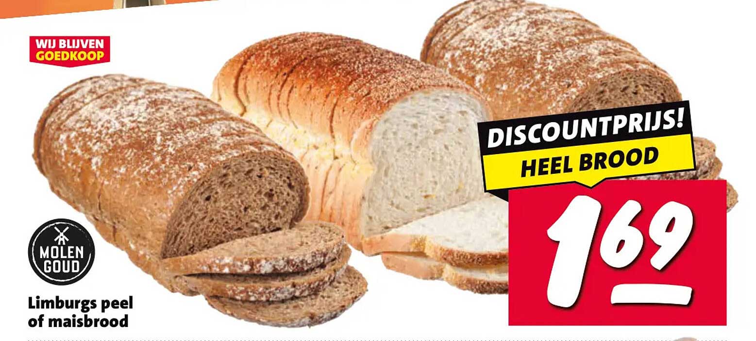 Limburgs peel of maisbrood DISCOUNTPRIJS! HEEL BROOD