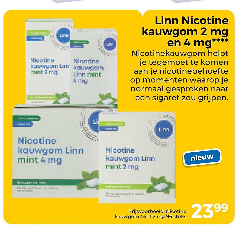 Linn Nicotine kauwgom 2 mg en 4 mg****