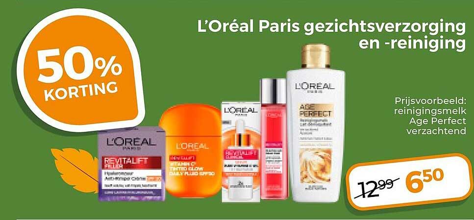 L’Oréal Paris gezichtsverzorging en -reiniging 50% korting