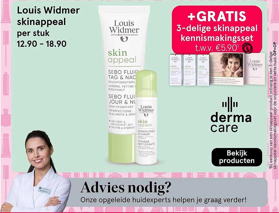 Louis Widmer skinappeal +GRATIS 3-delige skinappeal kennismakingsset t.w.v. €5.90