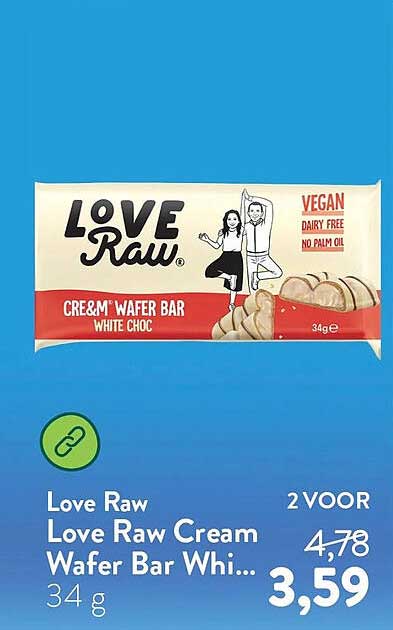Love Raw Love Raw Cream Wafer Bar Whi... 2 VOOR