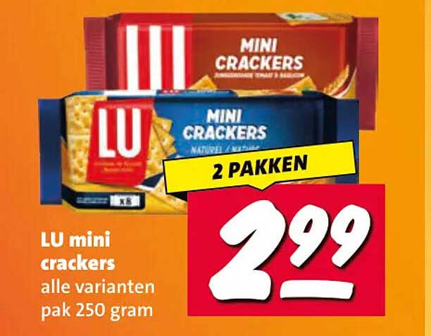 LU mini crackers alle varianten pak 250 gram 2 pakken