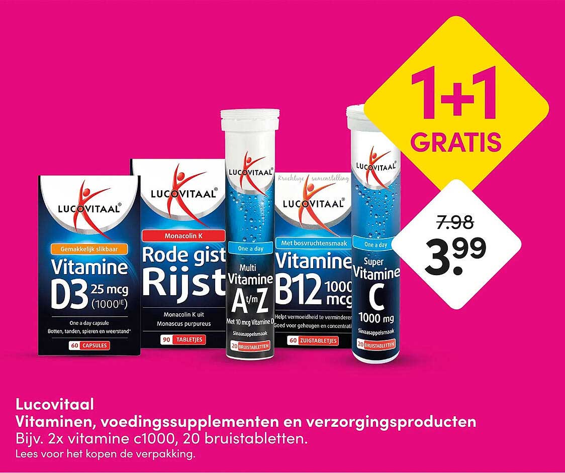 Lucovitaal Vitaminen, voedingssupplementen en verzorgingsproducten 1+1 gratis
