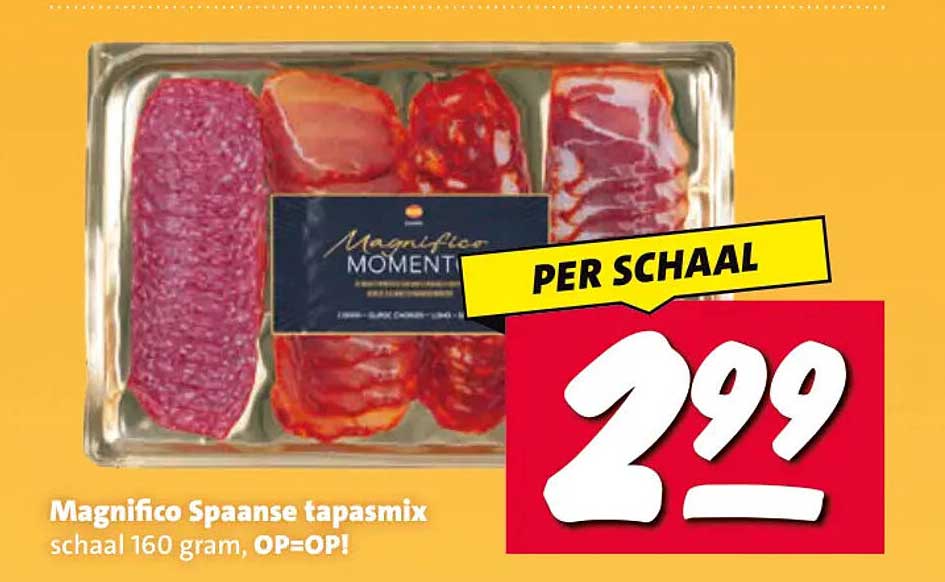 Magnifico Spaanse tapasmix schaal 160 gram, OP=OP! PER SCHAAL