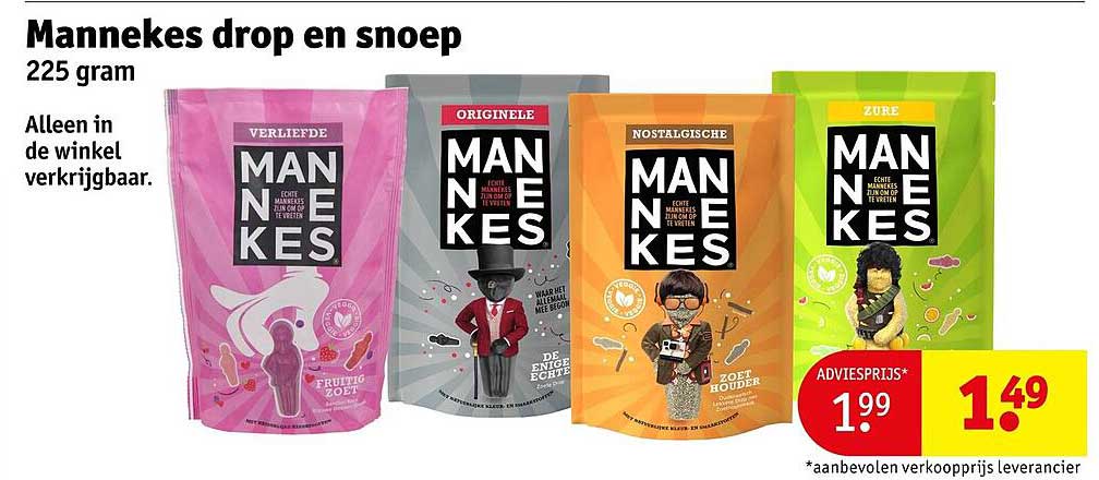 Mannekes drop en snoep 225 gram