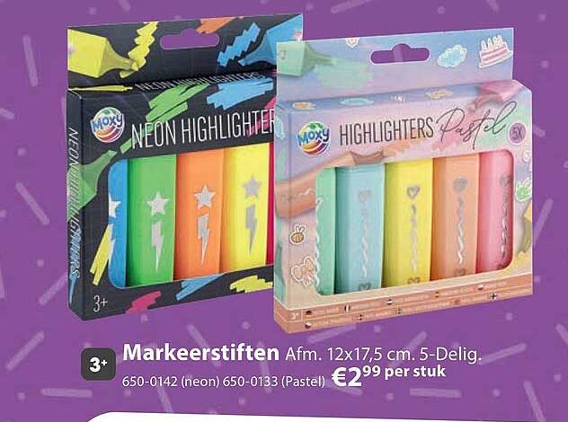 Markeerstiften Afm. 12x17,5 cm. 5-Delig.