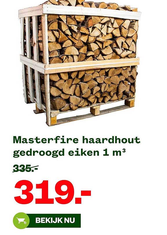 Masterfire haardhout gedroogd eiken 1 m³