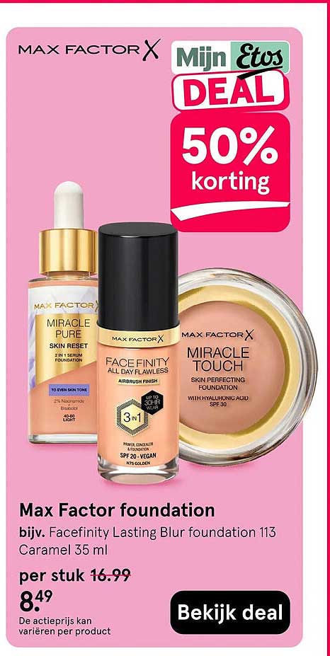 Max Factor foundation 50% korting