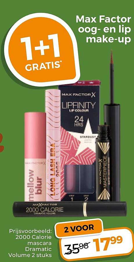 Max Factor oog- en lip make-up 1+1 GRATIS