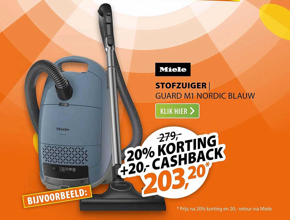 Miele stofzuiger Guard M1 Nordic blauw 20% korting +20,- cashback