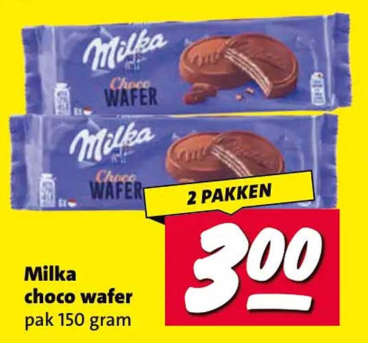 Milka choco wafer pak 150 gram 2 pakken