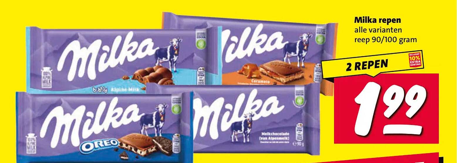 Milka repen alle varianten reep 90/100 gram 2 REPEN